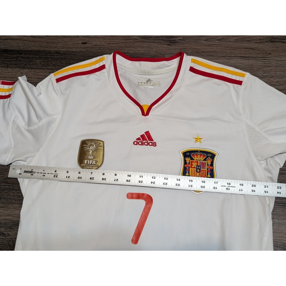 Adidas Spain David Villa 7 Soccer Jersey 2010 World Cup Champions White Mens M - Picture 2 of 8